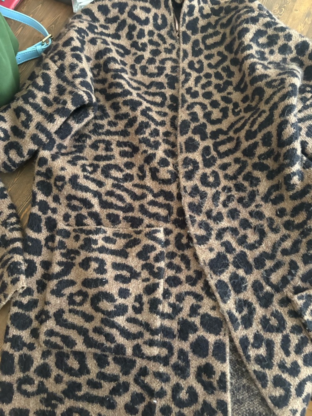 RW&Co Leopard car coat sweater